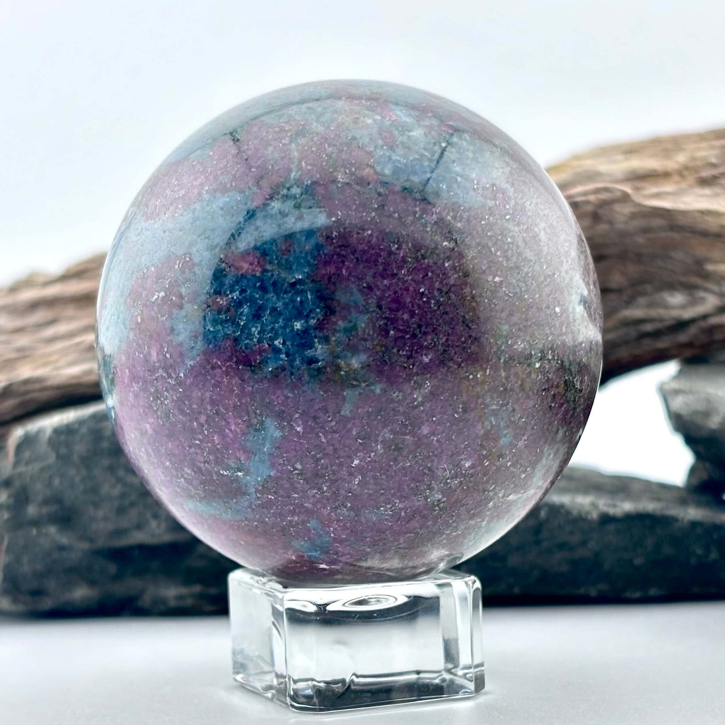 Unique Large Ruby Kyanite Sphere - 400 grams / 6 cms - With Free clear Sphere Stand