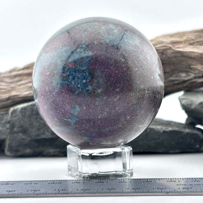 Unique Large Ruby Kyanite Sphere - 400 grams / 6 cms - With Free clear Sphere Stand
