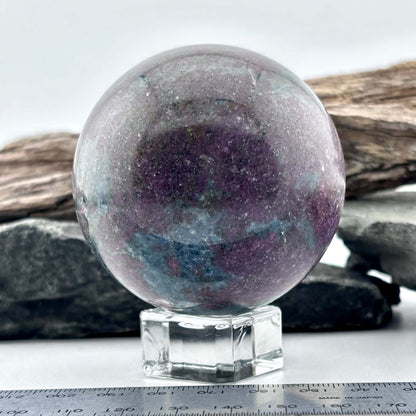 Unique Large Ruby Kyanite Sphere - 400 grams / 6 cms - With Free clear Sphere Stand