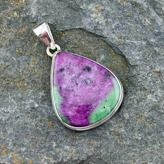 ruby zoisite Pendant sterling silver
