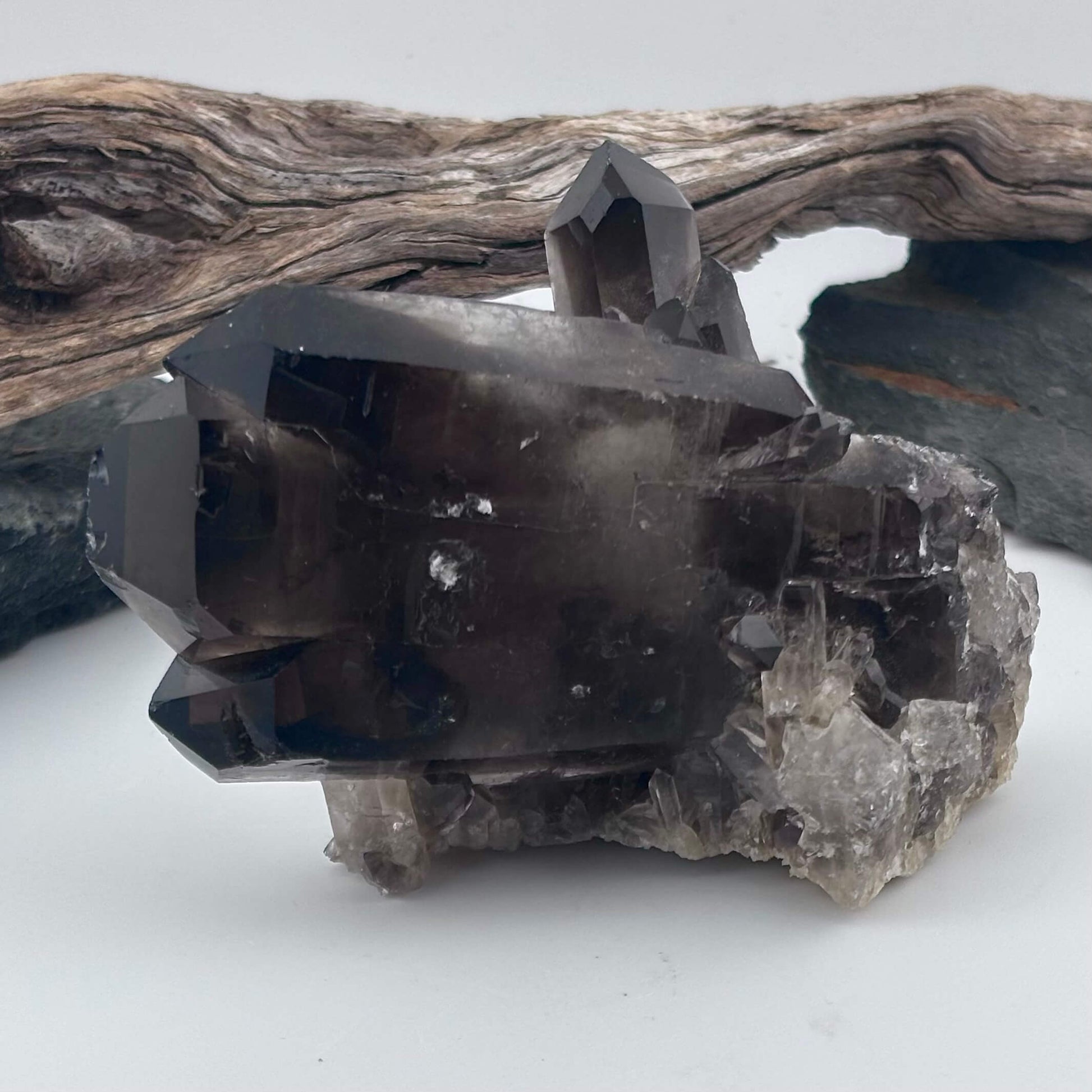 Brazilian Smoky Quartz Cluster with natural Terminator Points - 292 grams