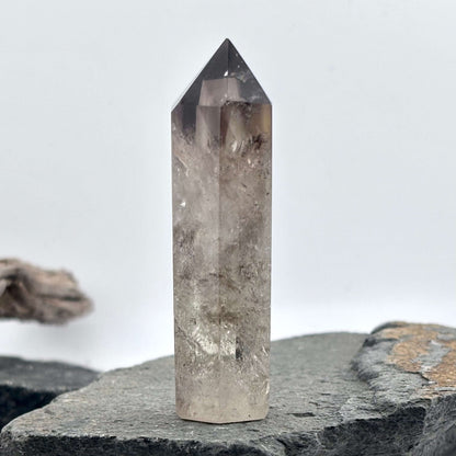 Smoky Quartz Polished Hexagon Tower - 73 grams x 8cm