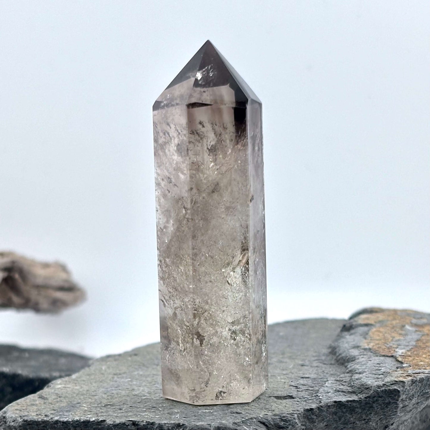 Smoky Quartz Polished Hexagon Tower - 73 grams x 8cm