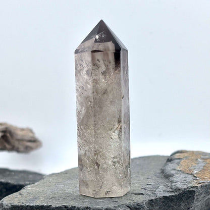 Smoky Quartz Polished Hexagon Tower - 73 grams x 8cm