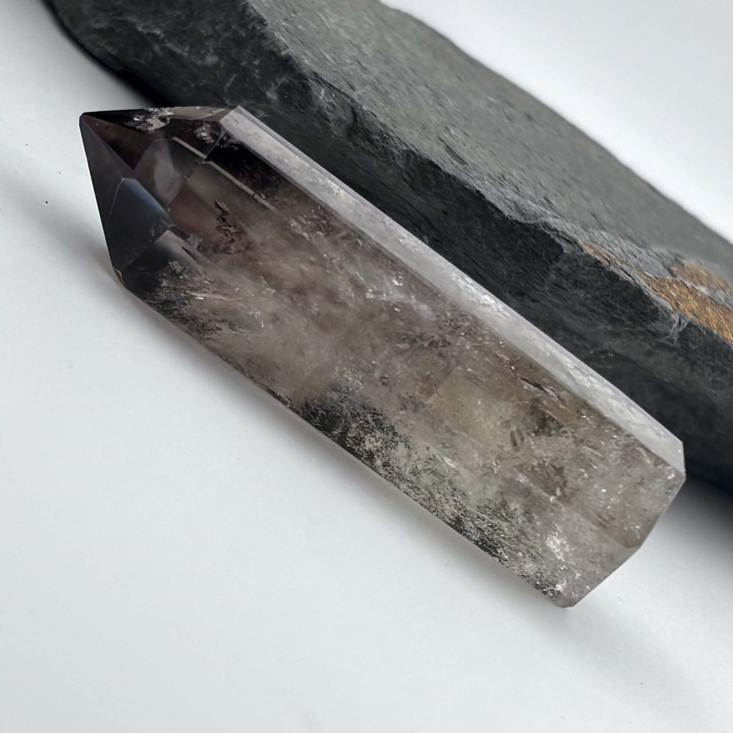 Smoky Quartz Polished Hexagon Tower - 73 grams x 8cm