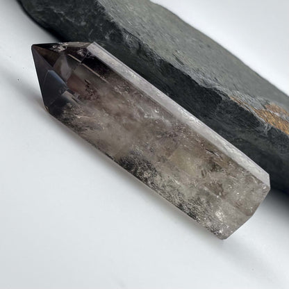 Smoky Quartz Polished Hexagon Tower - 73 grams x 8cm