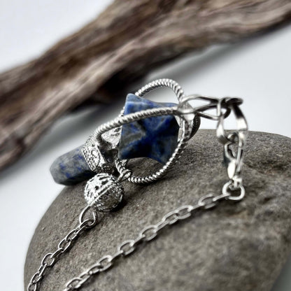 Sodalite Terminator & Merkaba Pendulum - Reiki / Healing w gift pouch
