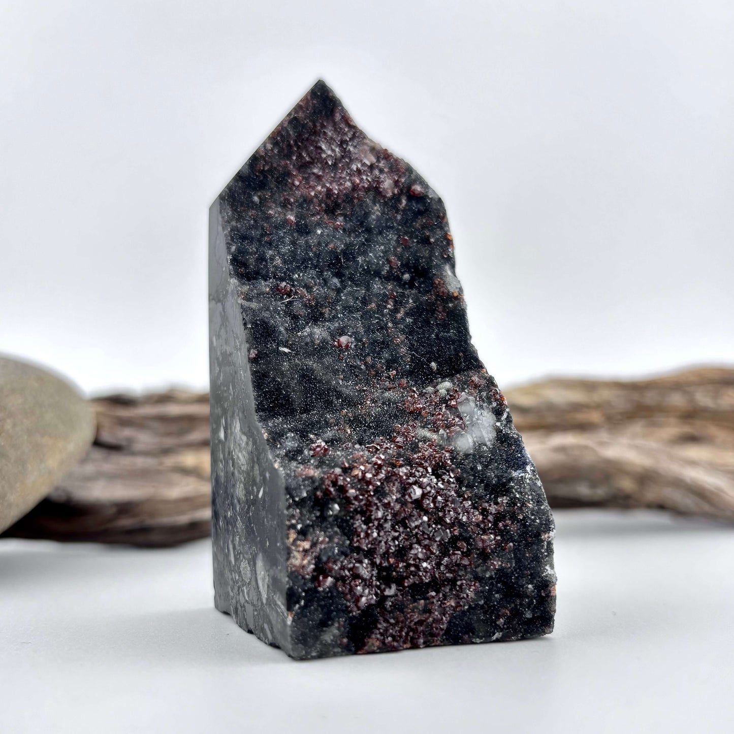 Natural Sphalerite and Garnet Druzy Tower - 171 grams / 8.5 cm