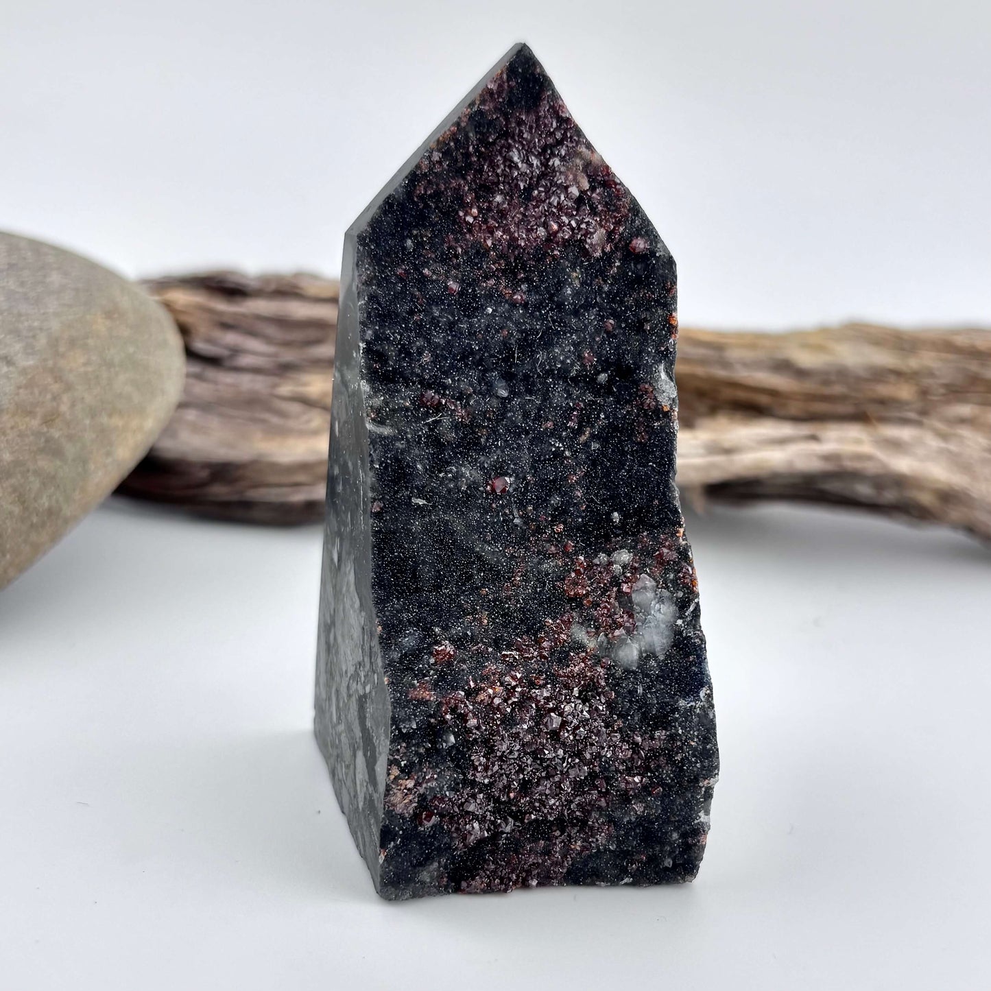 Natural Sphalerite and Garnet Druzy Tower - 171 grams / 8.5 cm