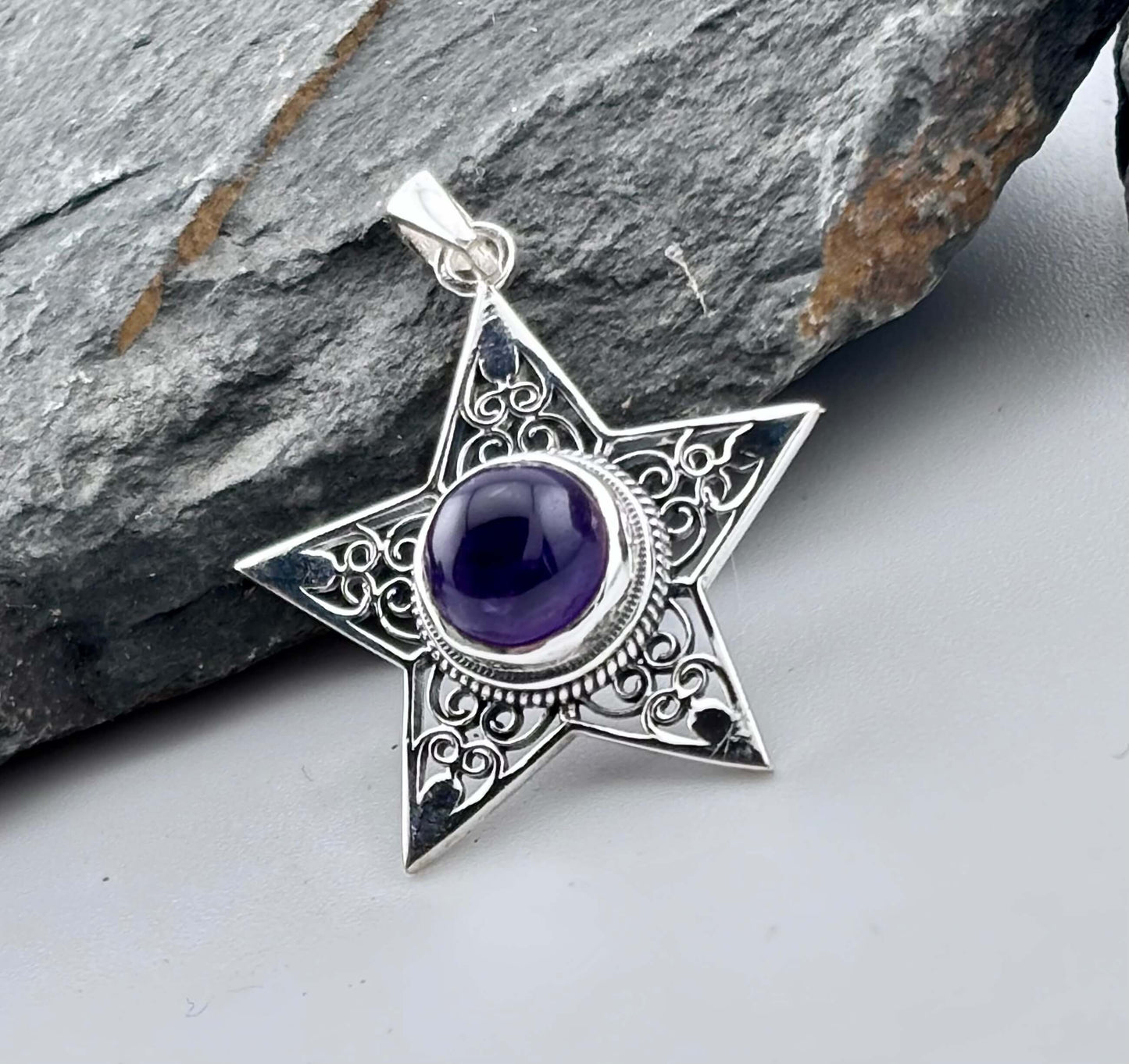 Amethyst Star Pendant Sterling Silver .925