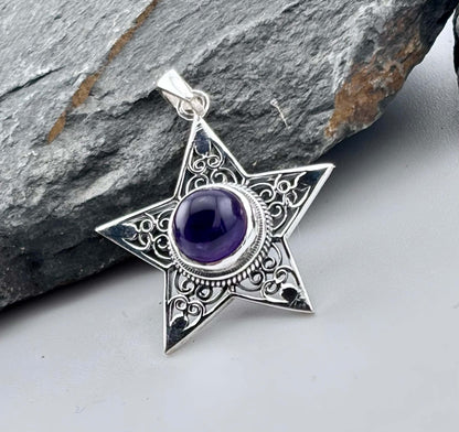 Amethyst Star Pendant Sterling Silver .925
