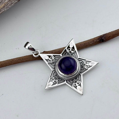Amethyst Star Pendant Sterling Silver .925