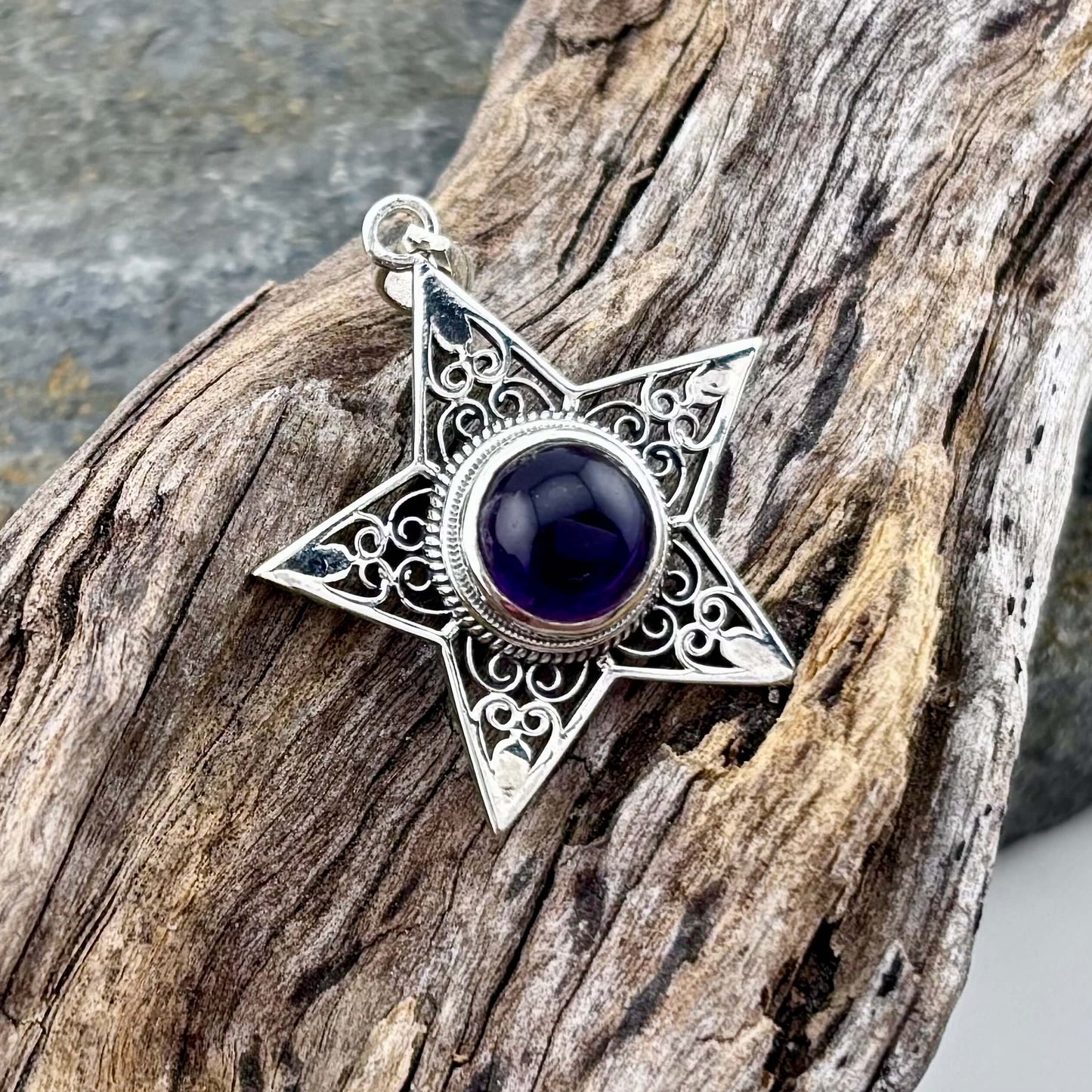 Amethyst Star Pendant Sterling Silver .925