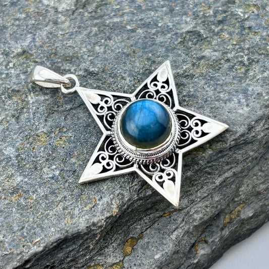 Labradorite Star Pendant Sterling Silver .925