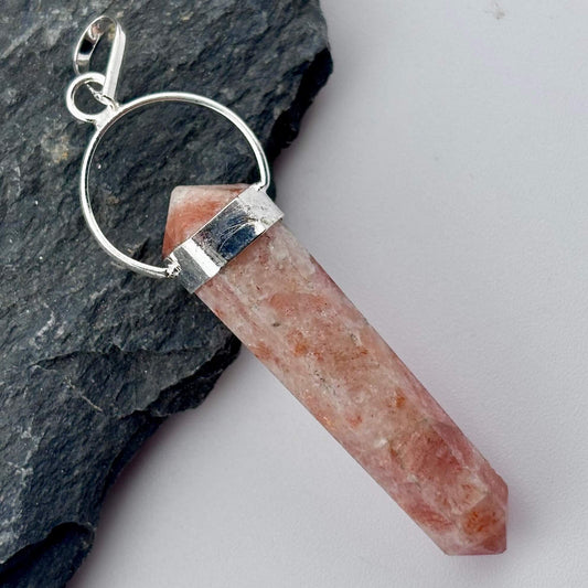 Sunstone Double Terminator Point Pendant 5cm
