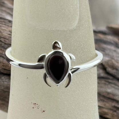 Black Onyx Turtle Ring Sterling Silver .925 SZ US 8 / 18MM