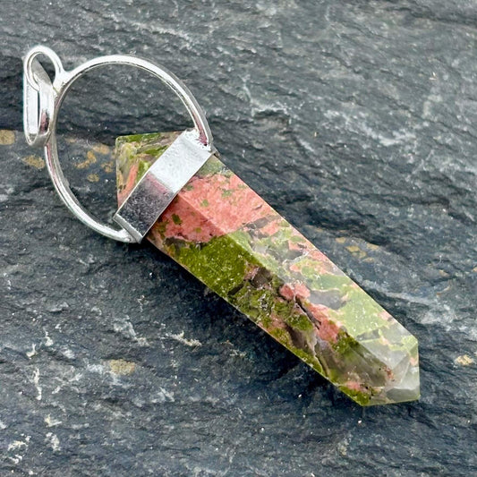 Unakite Double Terminator Point Pendant 5cm