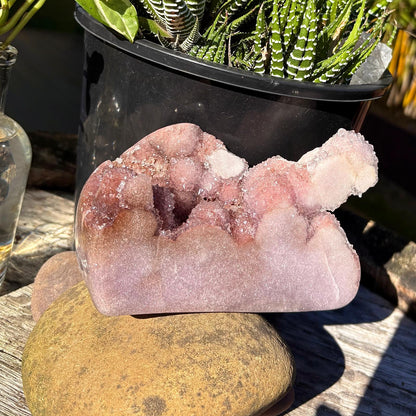 Unique BIG Brazilian Pink Sparkly Sugar / Grape Druzy Freeform Cloud Shape - 790 grams