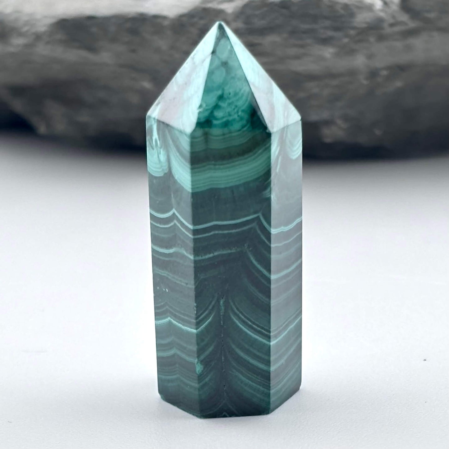 Unique Malachite Hexagon Tower Point - Handmade - 20 grams / 3.8 cms