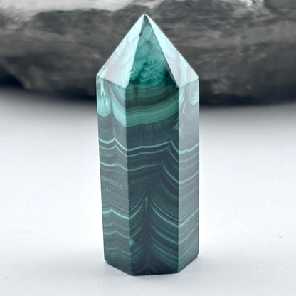 Unique Malachite Hexagon Tower Point - Handmade - 20 grams / 3.8 cms
