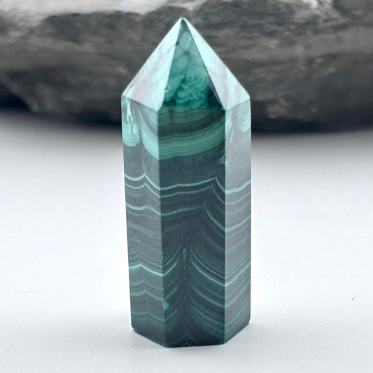 Unique Malachite Hexagon Tower Point - Handmade - 20 grams / 3.8 cms