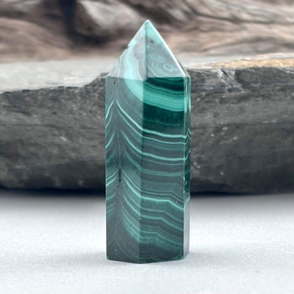 Unique Malachite Hexagon Tower Point - Handmade - 20 grams / 3.8 cms
