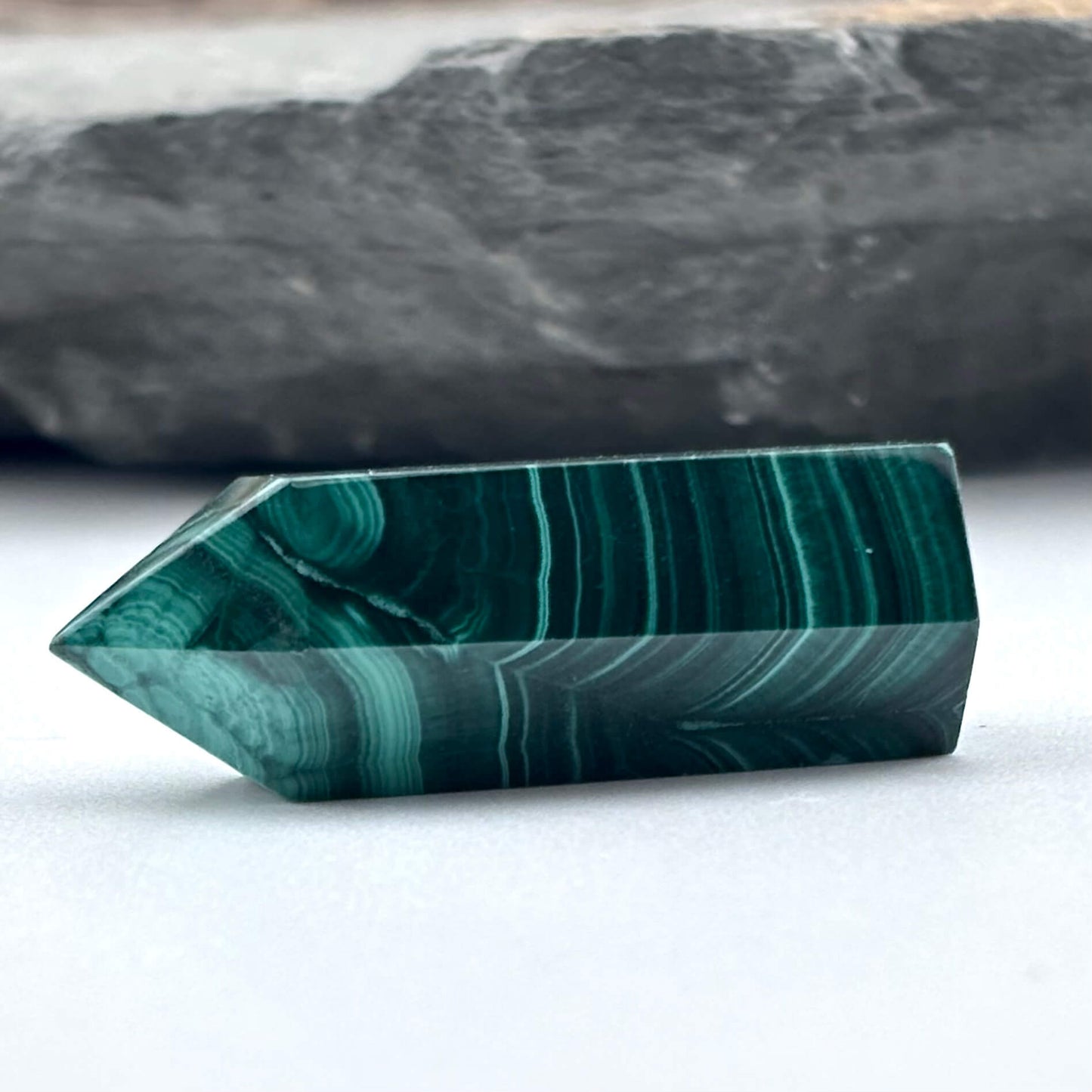 Unique Malachite Hexagon Tower Point - Handmade - 20 grams / 3.8 cms