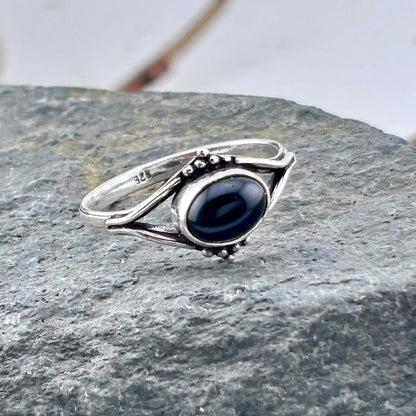 Black Onyx Ring - Sterling Silver .925 SZ US 8 18.55m