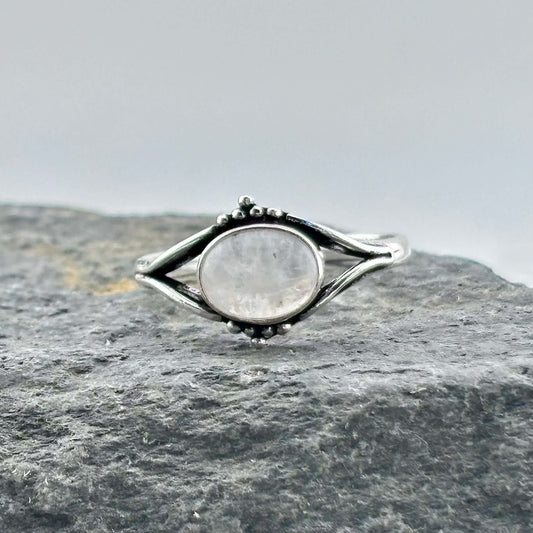 Rainbow Moonstone Ring - Sterling Silver .925 SZ US 8 18.55mm