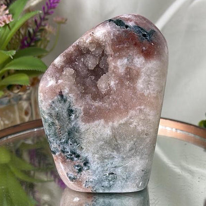 Brazilian Pink Amethyst Self Standing Freeform w Pocket Druzy - 304 grams