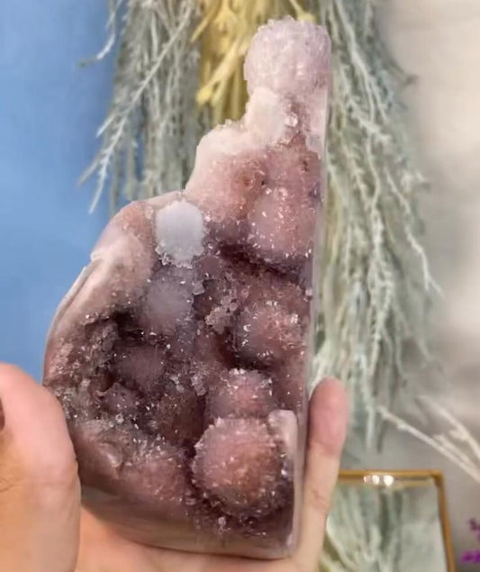 Unique BIG Brazilian Pink Sparkly Sugar / Grape Druzy Freeform Cloud Shape - 790 grams