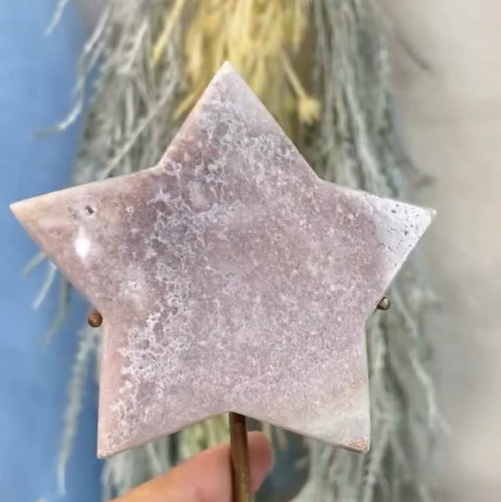 Brazilian Pink Amethyst Star on stand - 250 grams