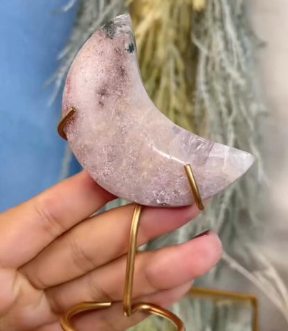 Brazilian Pink Amethyst Moon on Stand - 104 grams