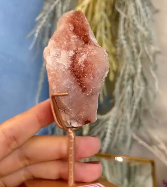 Brazilian Reddish Pink Amethyst Druzy Freeform on Stand - 140 grams