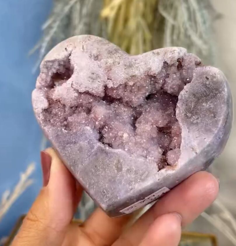 Brazilian Pink / Lavender Amethyst Sparkly Sugar Druzy Heart - 304 grams