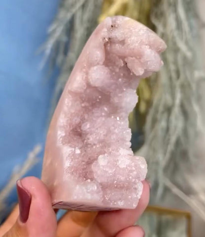 Brazilian Pink Amethyst Sparkly Sugar / Bubble / Grape Druzy Freeform Wave - 130 grams