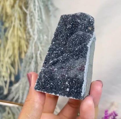Brazilian Black Amethyst Druzy Geode Freeform - 0.188 kgs