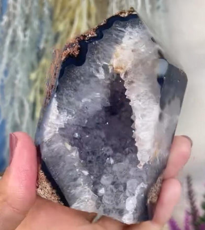 Brazilian Black Agate Tower Geode - 0.346 kgs