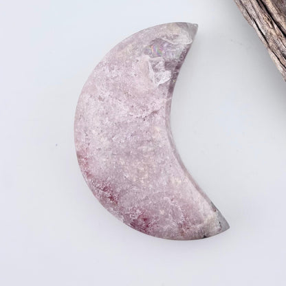 Brazilian Pink Amethyst Moon on Stand - 104 grams