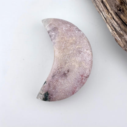 Brazilian Pink Amethyst Moon on Stand - 104 grams
