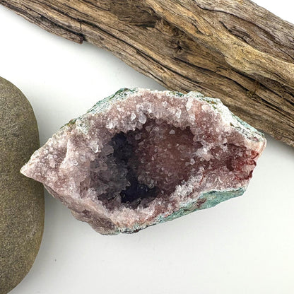 Brazilian Pink Amethyst Natural Sparkly Druzy Freeform Geode - 190 grams