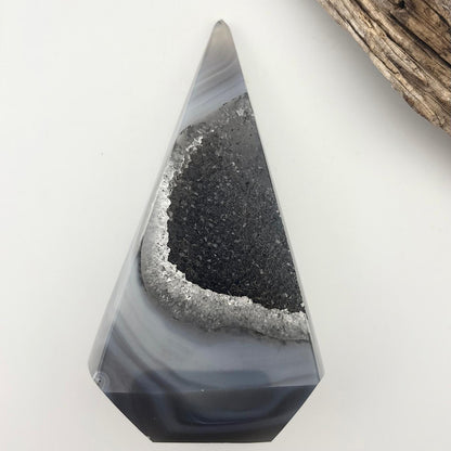 Brazilian Black Agate Druzy Tower Geode Freeform - 250 grams