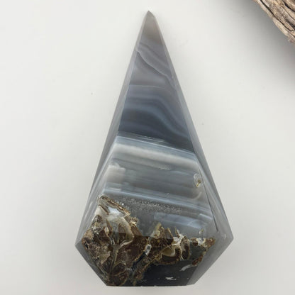Brazilian Black Agate Druzy Tower Geode Freeform - 250 grams