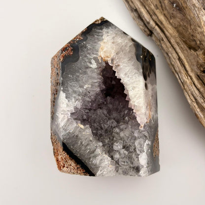 Brazilian Black Agate Tower Geode - 0.346 kgs