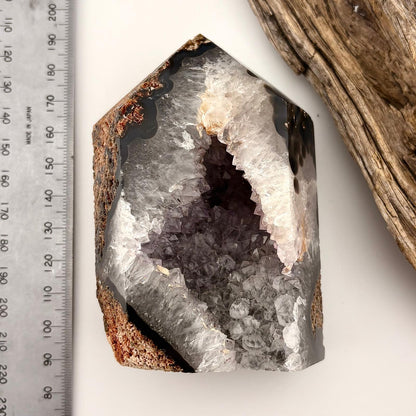 Brazilian Black Agate Tower Geode - 0.346 kgs