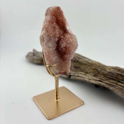 Brazilian Reddish Pink Amethyst Druzy Freeform on Stand - 140 grams