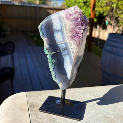 Unique Brazilian Amethyst on Agate Freeform Display Pc - 1 kgs / 2.2  lbs