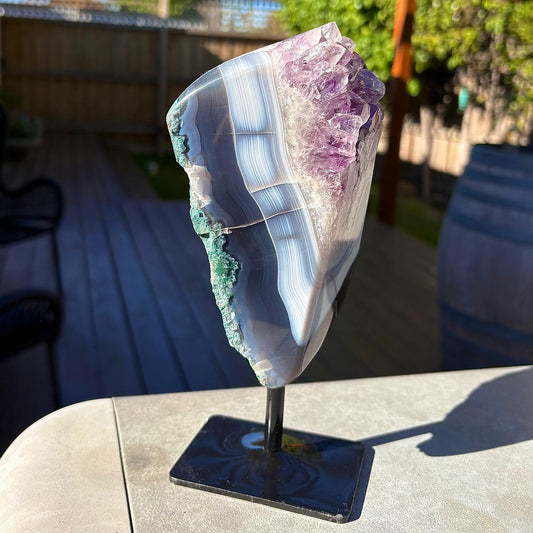 Unique Brazilian Amethyst on Agate Freeform Display Pc - 1 kgs / 2.2  lbs