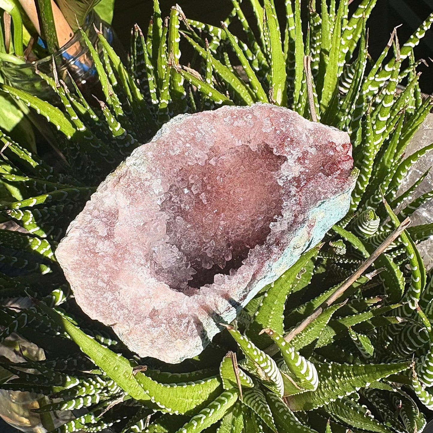 Brazilian Pink Amethyst Natural Sparkly Druzy Freeform Geode - 190 grams
