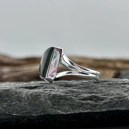 Blue Fire Labradorite Square set Ring Sz 8